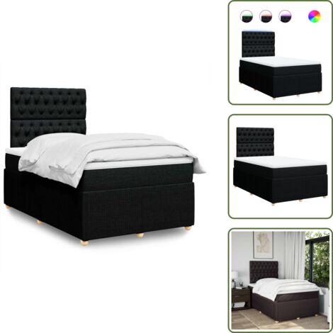 vidaXL Sommier à lattes de lit avec matelas noir 120x190 cm tissu