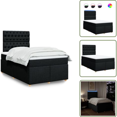 vidaXL Sommier à lattes de lit avec matelas noir 120x190 cm tissu