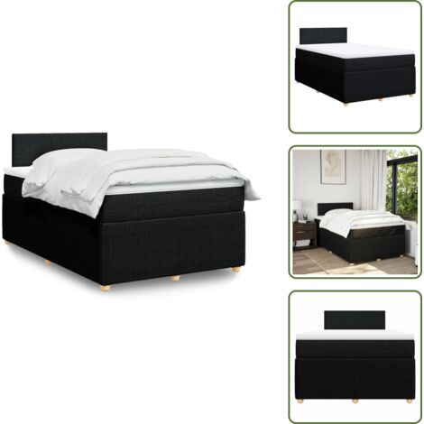 vidaXL Sommier à lattes de lit avec matelas noir 120x190 cm tissu