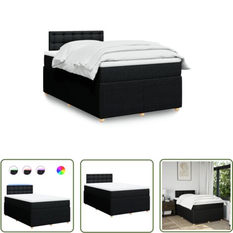 vidaXL Sommier à lattes de lit avec matelas noir 120x190 cm tissu