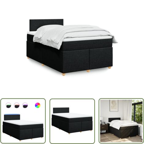 vidaXL Sommier à lattes de lit avec matelas noir 120x190 cm tissu