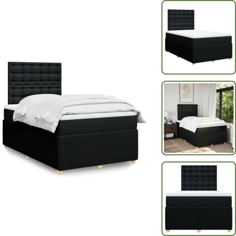 vidaXL Sommier à lattes de lit avec matelas noir 120x190 cm tissu