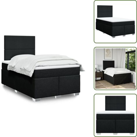 vidaXL Sommier à lattes de lit avec matelas noir 120x190 cm tissu
