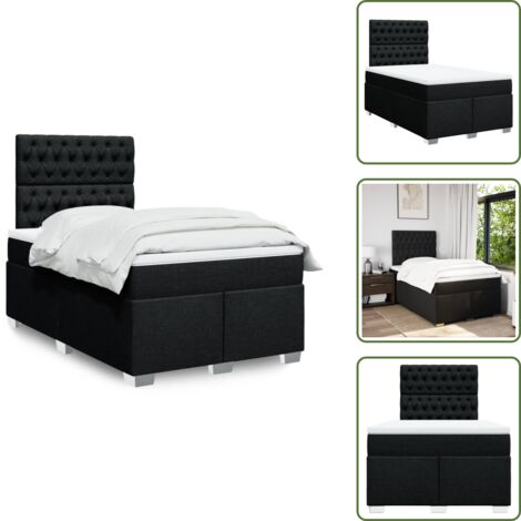 vidaXL Sommier à lattes de lit avec matelas noir 120x190 cm tissu