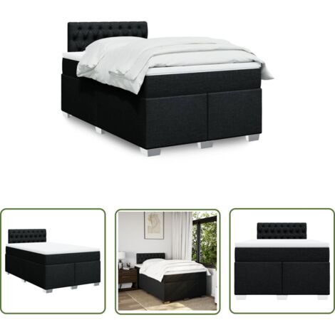 vidaXL Sommier à lattes de lit avec matelas noir 120x190 cm tissu