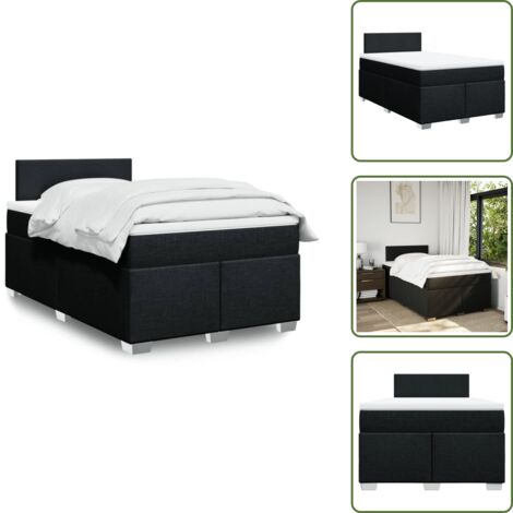 vidaXL Sommier à lattes de lit avec matelas noir 120x190 cm tissu