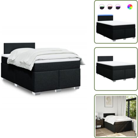 vidaXL Sommier à lattes de lit avec matelas noir 120x190 cm tissu