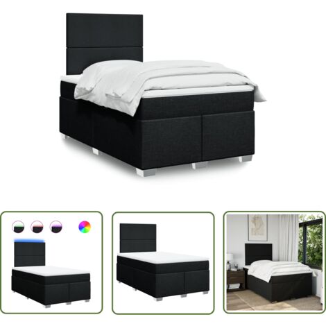 vidaXL Sommier à lattes de lit avec matelas noir 120x190 cm tissu