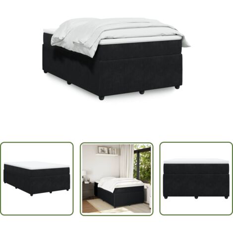 vidaXL Sommier à lattes de lit avec matelas noir 120x190 cm velours