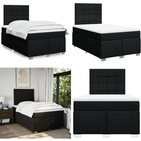vidaXL Sommier à lattes de lit avec matelas Noir 120x200 cm Tissu