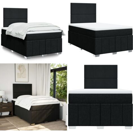 vidaXL Sommier à lattes de lit avec matelas Noir 120x200 cm Tissu