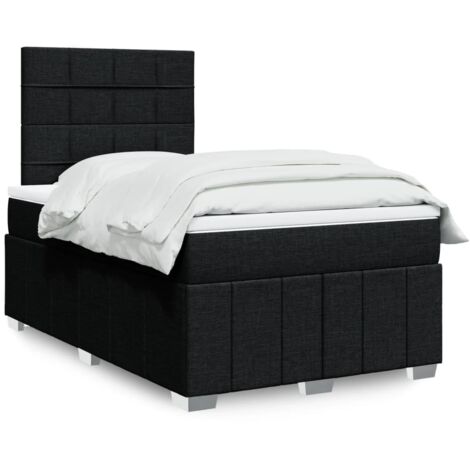 vidaXL Sommier à lattes de lit avec matelas Noir 120x200 cm Tissu