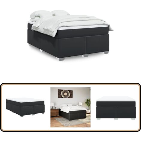 vidaXL Sommier à lattes de lit avec matelas Noir 140x190 cm Similicuir