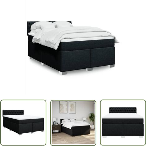 vidaXL Sommier à lattes de lit avec matelas Noir 160x200 cm Tissu