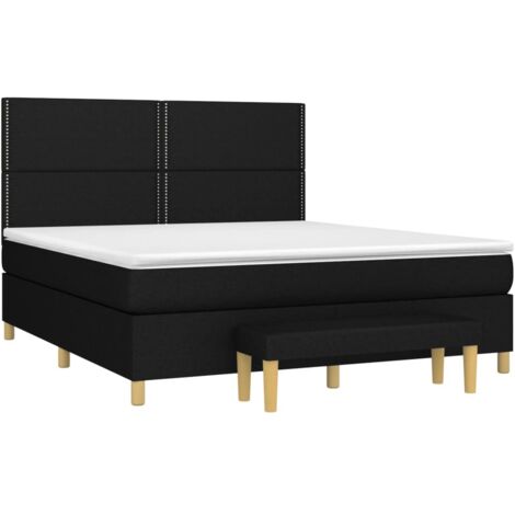 vidaXL Sommier à lattes de lit avec matelas Noir 160x200 cm Tissu