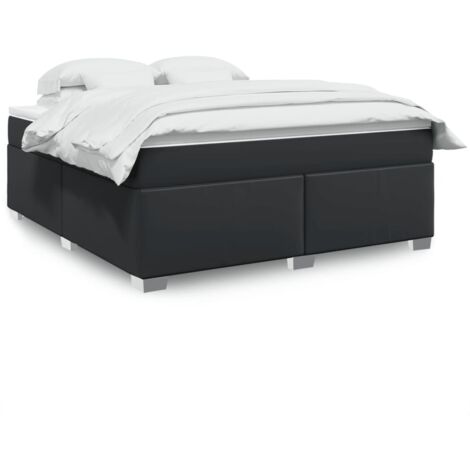 vidaXL Sommier à lattes de lit avec matelas Noir 180x200 cm Similicuir