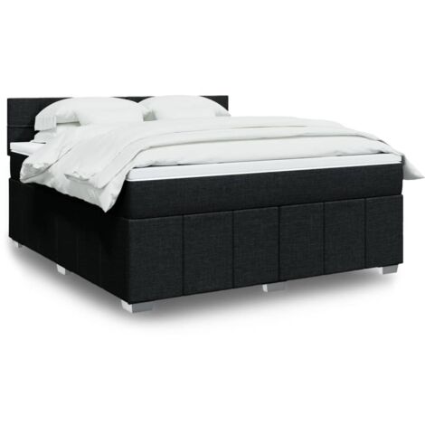 vidaXL Sommier à lattes de lit avec matelas Noir 180x200 cm Tissu
