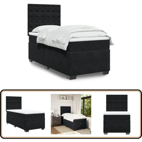 vidaXL Sommier à lattes de lit avec matelas Noir 90x200 cm Velours