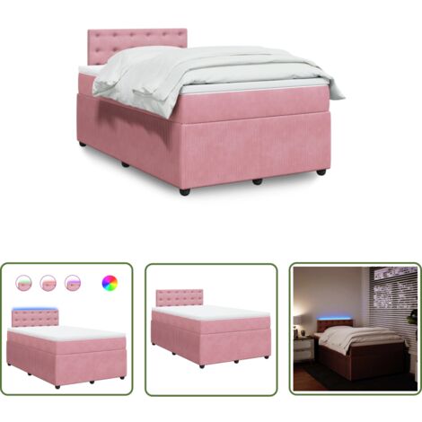 vidaXL Sommier à lattes de lit avec matelas rose 120x190 cm velours