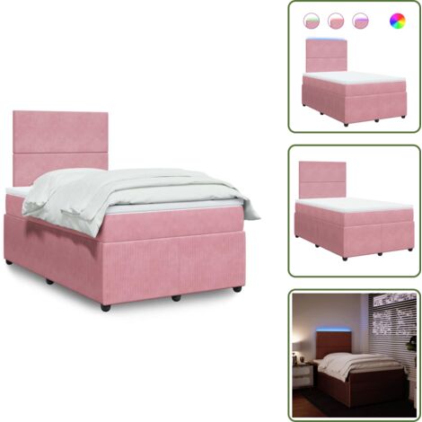 vidaXL Sommier à lattes de lit avec matelas rose 120x190 cm velours