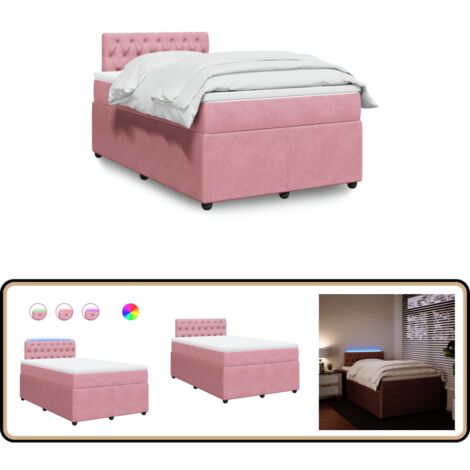 vidaXL Sommier à lattes de lit avec matelas rose 120x190 cm velours