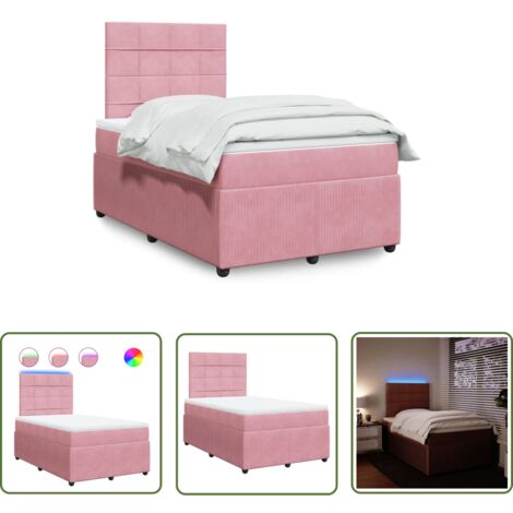vidaXL Sommier à lattes de lit avec matelas rose 120x190 cm velours