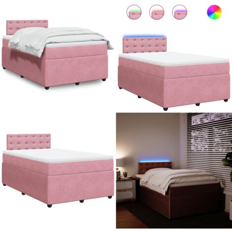vidaXL Sommier à lattes de lit avec matelas Rose 120x200 cm Velours