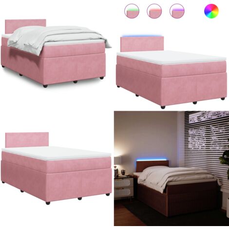 vidaXL Sommier à lattes de lit avec matelas Rose 120x200 cm Velours