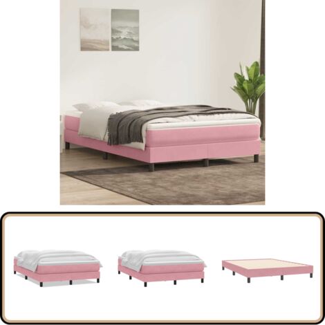 vidaXL Sommier à lattes de lit avec matelas rose 160x210 cm velours
