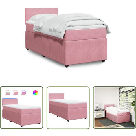 vidaXL Sommier à lattes de lit avec matelas Rose 90x190 cm Velours