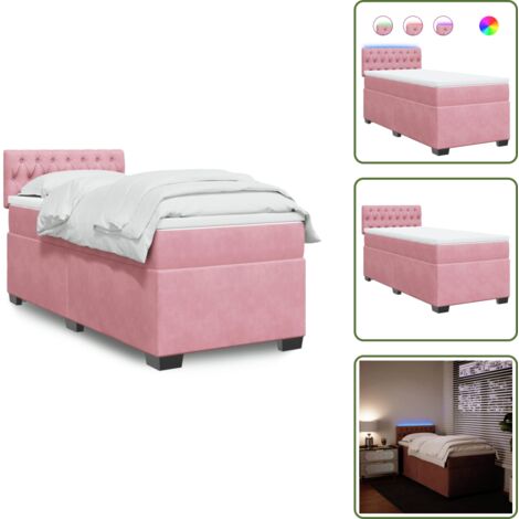 vidaXL Sommier à lattes de lit avec matelas Rose 90x190 cm Velours