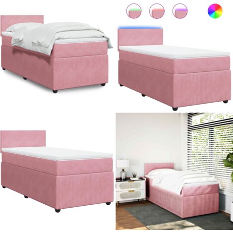 vidaXL Sommier à lattes de lit avec matelas Rose 90x190 cm Velours