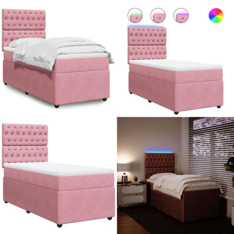vidaXL Sommier à lattes de lit avec matelas Rose 90x190 cm Velours