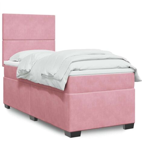 vidaXL Sommier à lattes de lit avec matelas Rose 90x190 cm Velours