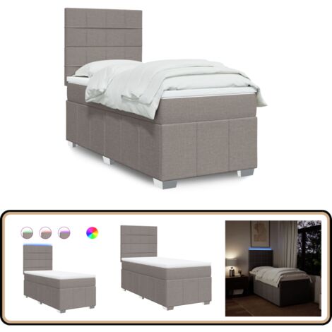 vidaXL Sommier à lattes de lit avec matelas Taupe 100x200 cm Tissu