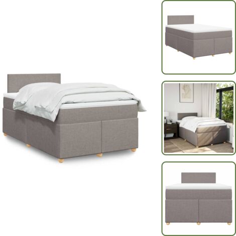 vidaXL Sommier à lattes de lit avec matelas taupe 120x190 cm tissu