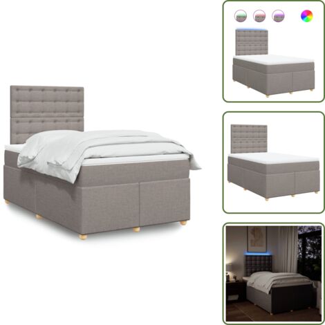 vidaXL Sommier à lattes de lit avec matelas taupe 120x190 cm tissu