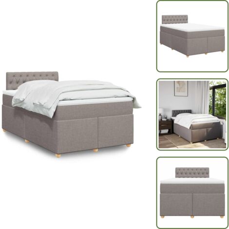 vidaXL Sommier à lattes de lit avec matelas taupe 120x190 cm tissu