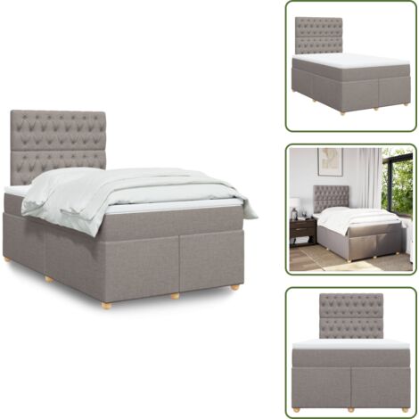 vidaXL Sommier à lattes de lit avec matelas taupe 120x190 cm tissu