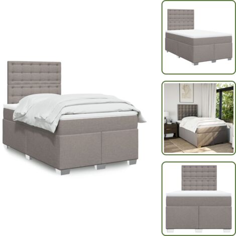vidaXL Sommier à lattes de lit avec matelas taupe 120x190 cm tissu