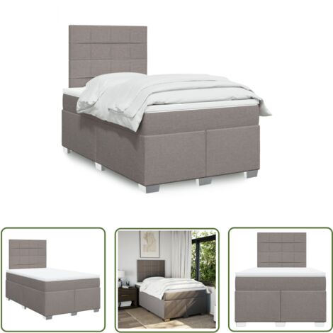 vidaXL Sommier à lattes de lit avec matelas taupe 120x190 cm tissu