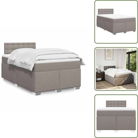 vidaXL Sommier à lattes de lit avec matelas taupe 120x190 cm tissu