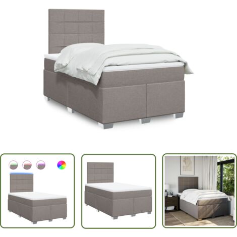 vidaXL Sommier à lattes de lit avec matelas taupe 120x190 cm tissu