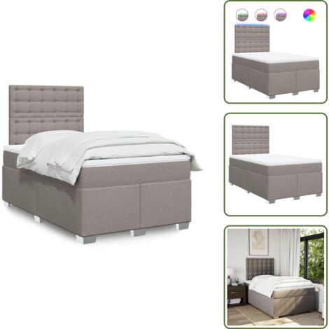 vidaXL Sommier à lattes de lit avec matelas taupe 120x190 cm tissu