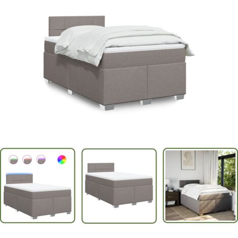 vidaXL Sommier à lattes de lit avec matelas taupe 120x190 cm tissu