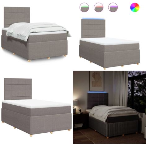vidaXL Sommier à lattes de lit avec matelas Taupe 120x200 cm Tissu