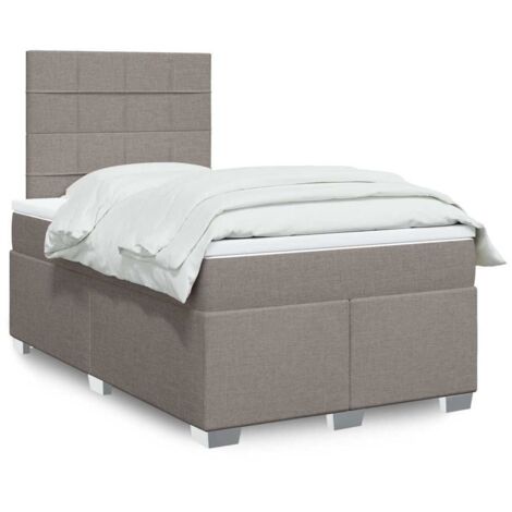 vidaXL Sommier à lattes de lit avec matelas Taupe 120x200 cm Tissu