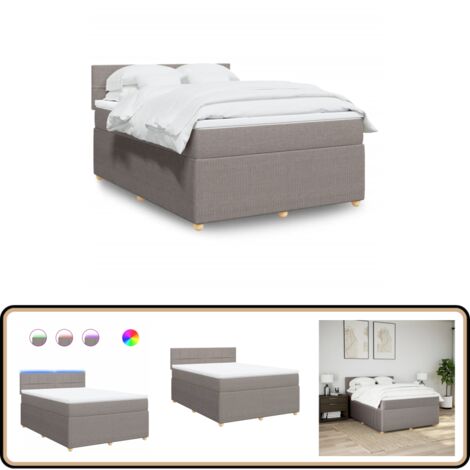 vidaXL Sommier à lattes de lit avec matelas Taupe 140x200 cm Tissu