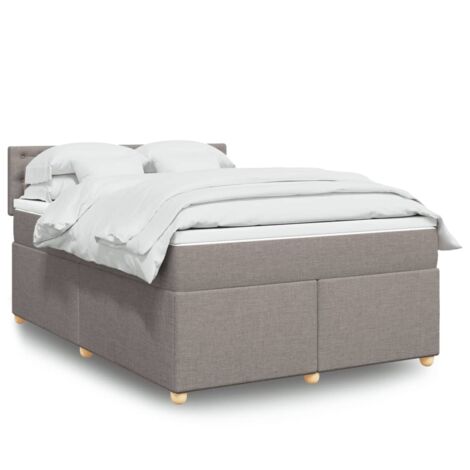 vidaXL Sommier à lattes de lit avec matelas Taupe 160x200 cm Tissu