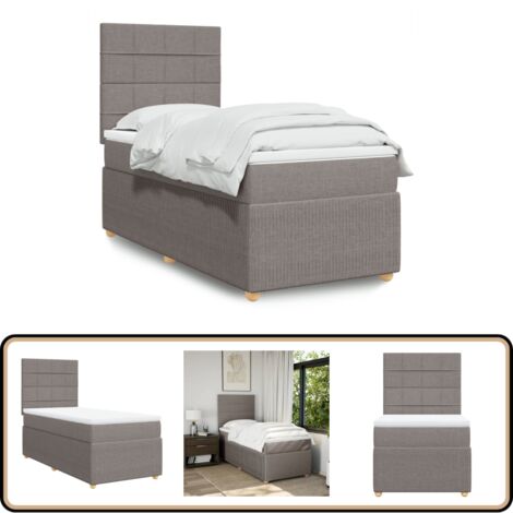 vidaXL Sommier à lattes de lit avec matelas Taupe 90x190 cm Tissu